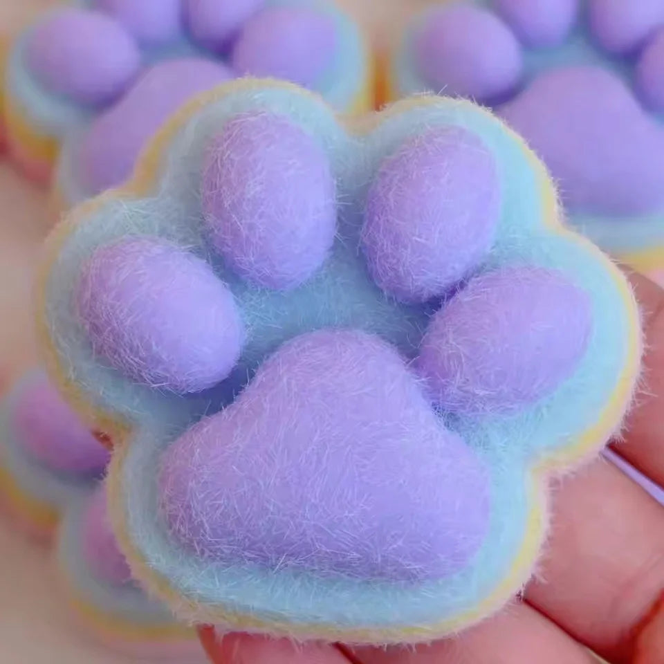 Rainbow Cat Paw Squishy Toy | Three Color Slow Rebound Stress Relief Fidget Toy alternate view