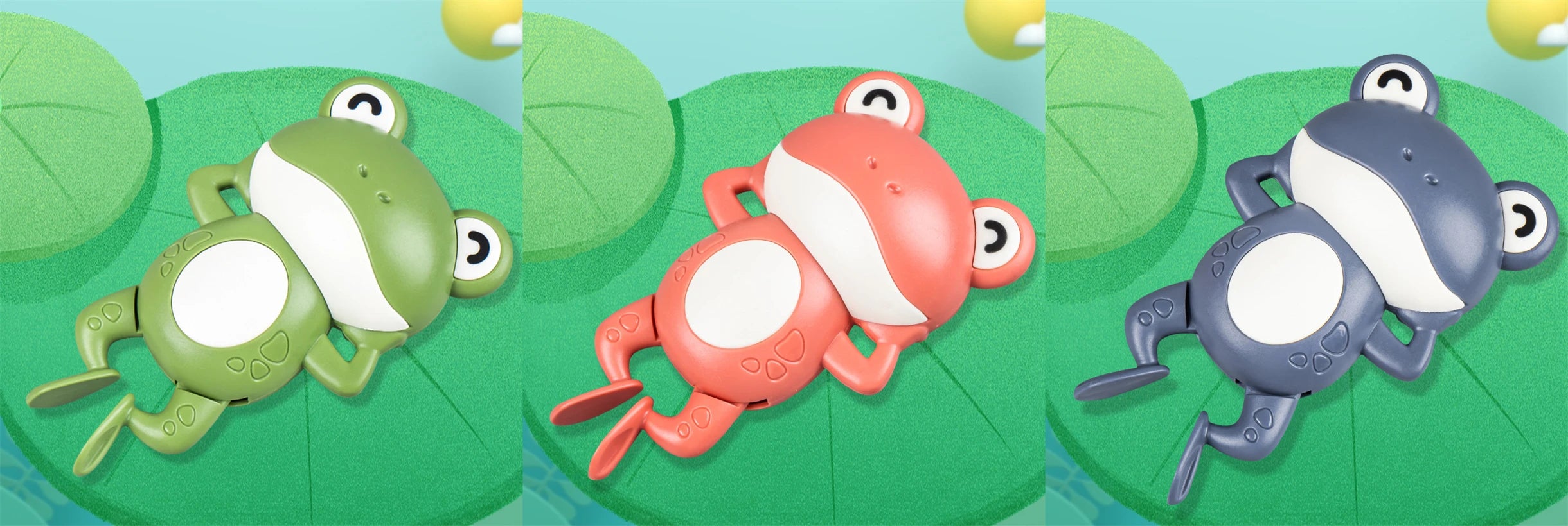 New Bath Toys for Toddlers Chain Clockwork Swim Backstroke Little Frog Baby Bathe Cute close-up view