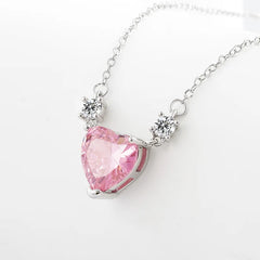 Light Luxury 925 Sterling Silver Pink Diamond Love Zircon Pendant Niche Exquisite Lad alternate view