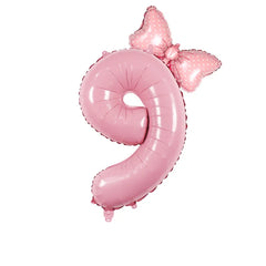 Number Foil Balloon Set with Bows | Birthday Party Decor detail view