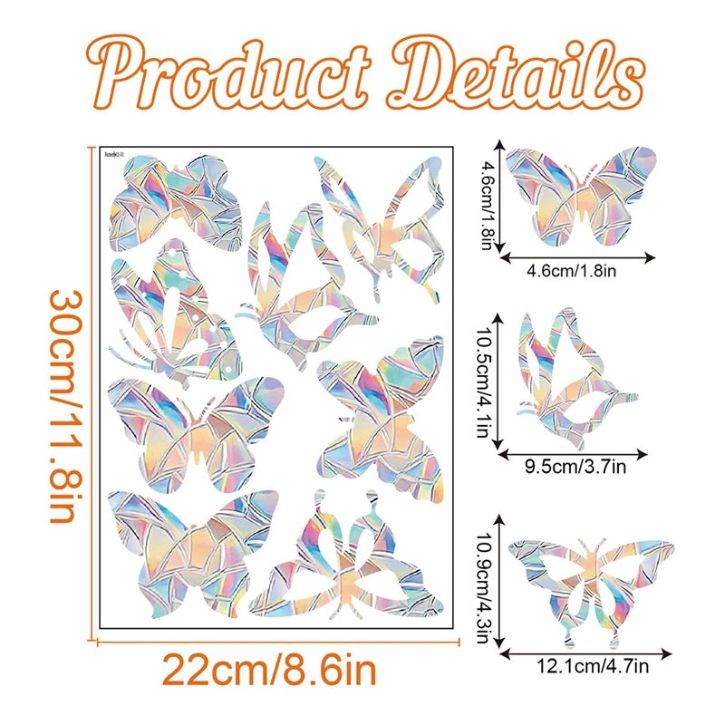 Rainbow Suncatcher Window Stickers | PVC Cat Butterfly Prism Glass Decal close-up view