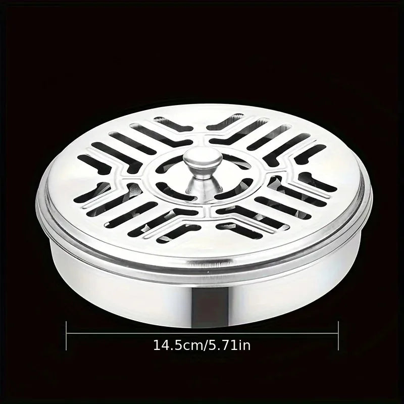 Stainless Steel Mosquito Coil Holder with Lid, Fireproof and Anti-scalding, Safe Ou additional angle