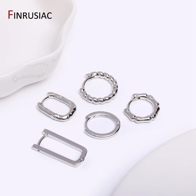 Gold Plated Brass Simple Hoop Earrings High Quality Women Earrings, Inlaid Zircon Trendy detail view