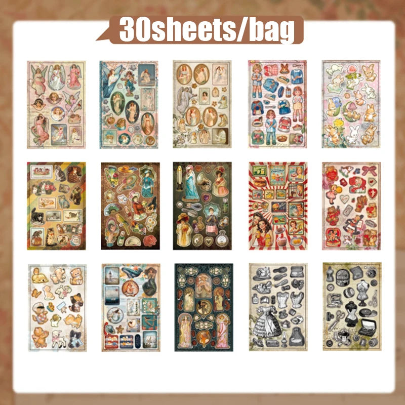Mr. Paper 30pcs Vintage Sticker Book | Old-Timey Amusement Park Retro Decal Collection f detail view