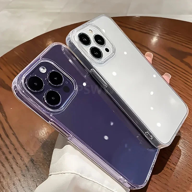 Luxury Transparent Phone Case For iPhone Duo 18 17 16 15 14 Plus 13 12 11 Pro Max Shoc close-up view