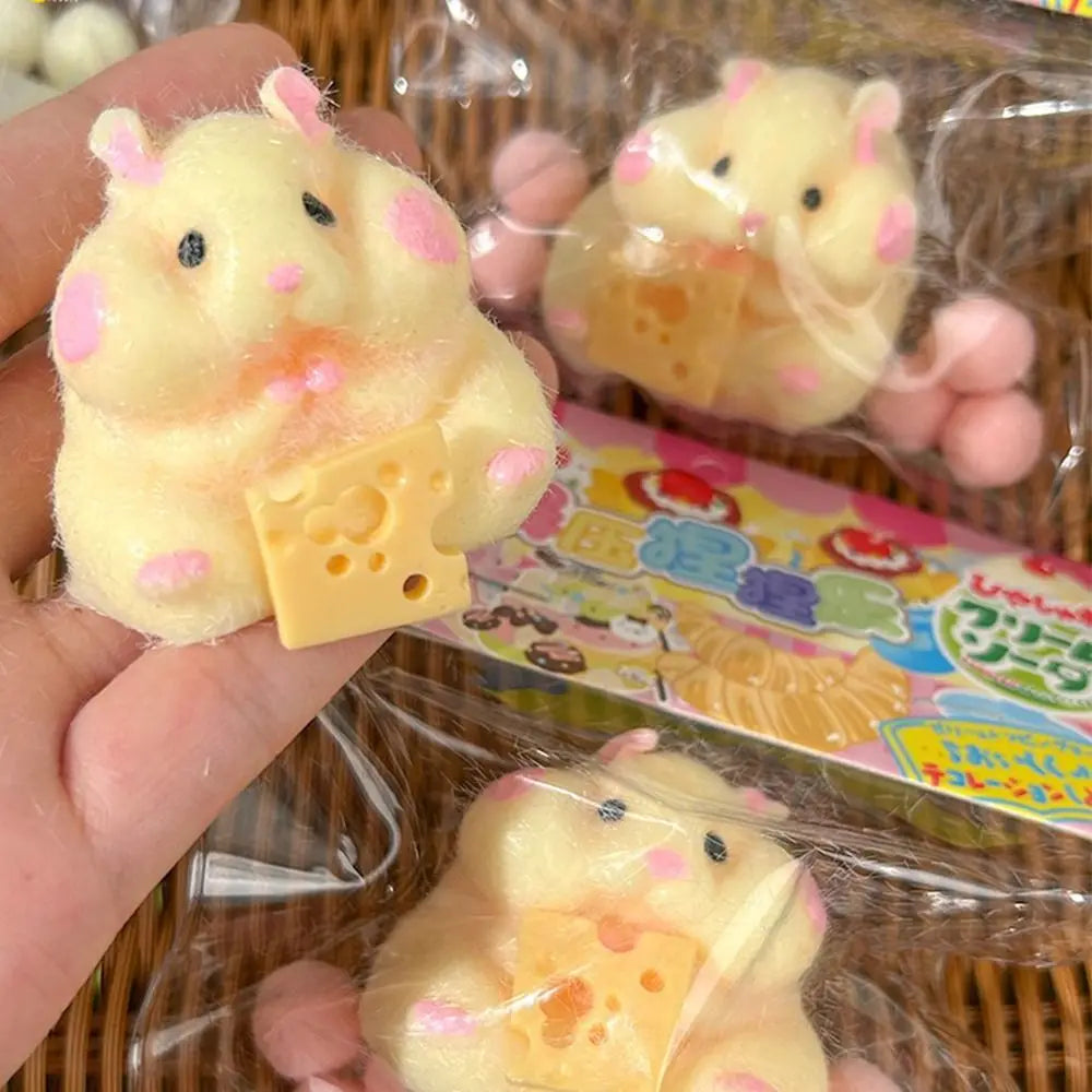 Lovely Hamster Squishy Toy Soft Mochi Squeeze Toy Fuzzy Cute Hamster Handmade Fidget alternate view