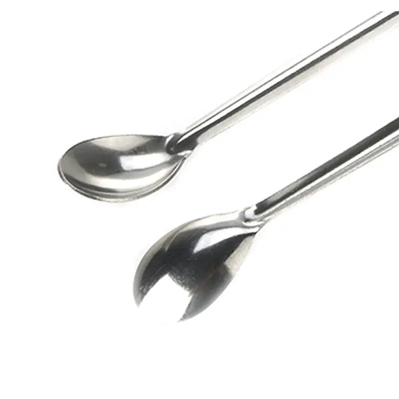 Double End Laboratory Medicine Spoon | Stainless Steel Sampling Scoop with Spatula close-up view