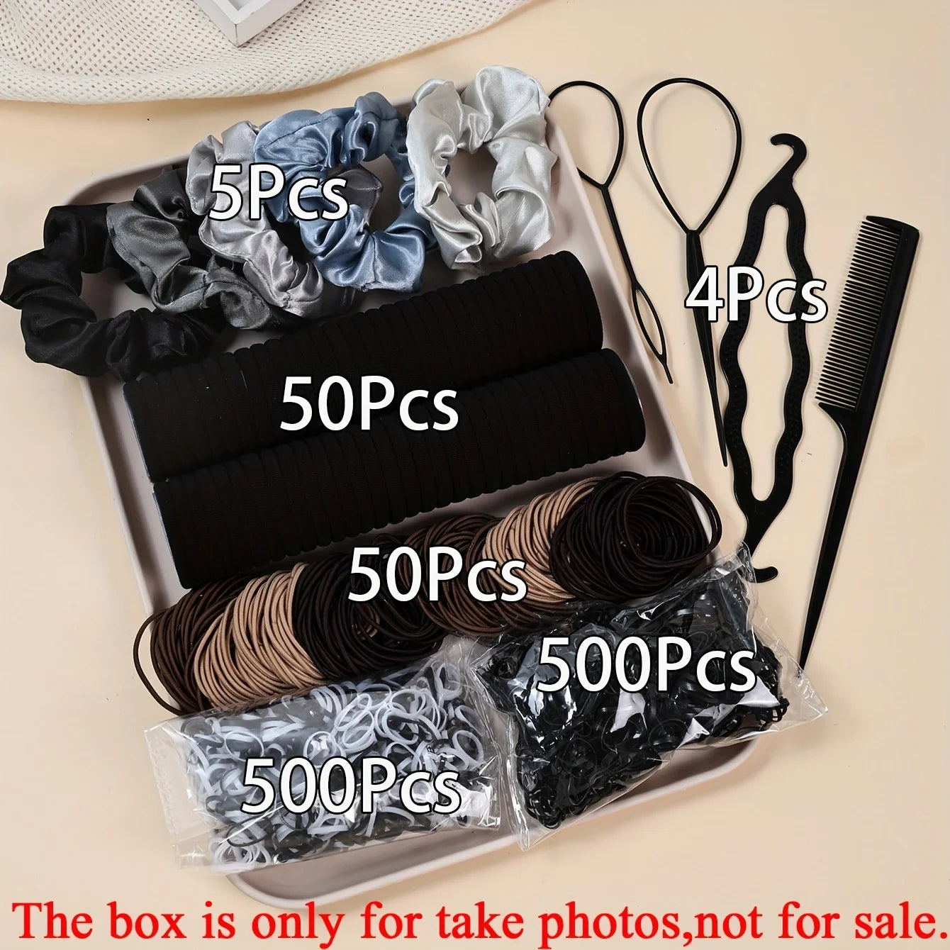 Women Dark Hair Set Elastic Seamless Ponytail Scrunchies Small Rubber Bands Hair Ties He detail view