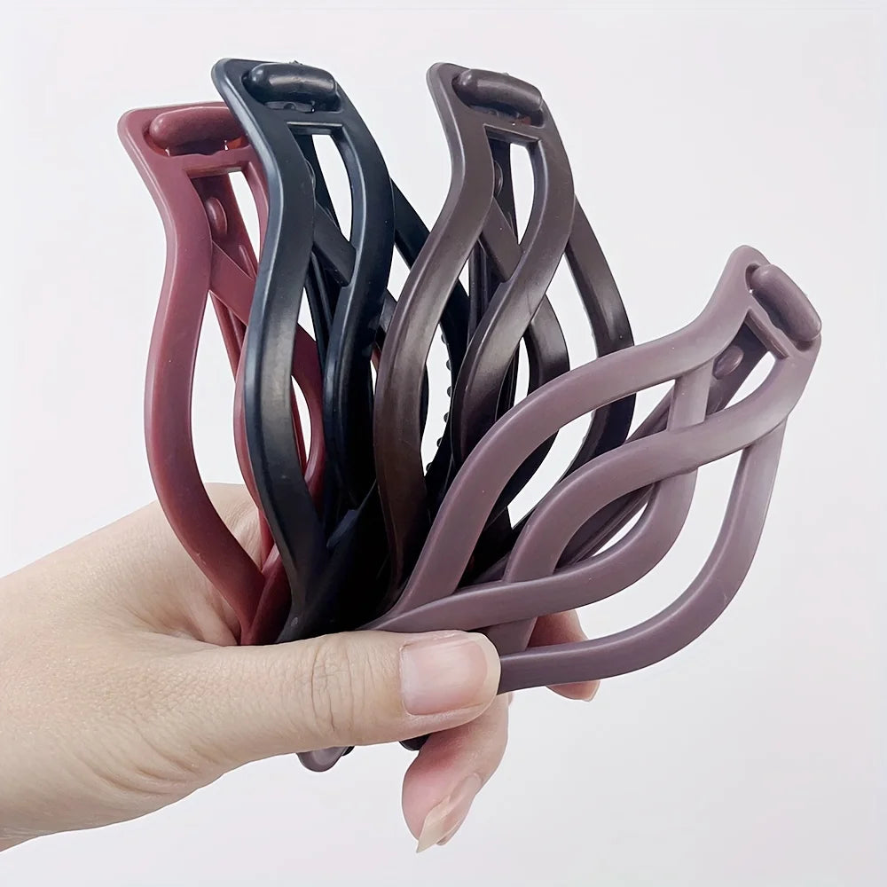 4-Piece Set of Large Plastic Hair Clips - Women's Elegant Frosted Twisted Hair Clip additional angle