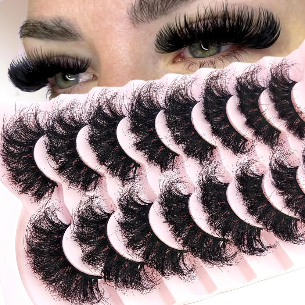 5-8 Pairs Natural Russian Striped Mink Lashes | 3D Volume Wavy False Eyelash Extensio alternate view