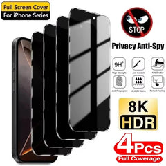 4pcs Anti Spy  for iPhone 17 16 15 14 Pro Max 16 15 14 Plus 13 12 11 16e 17Air XR XS Full Cover Screen Protector