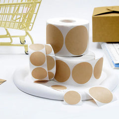 Kraft Self-Adhesive Label Paper Stickers | 500pcs Round Roll for Organization alternate view