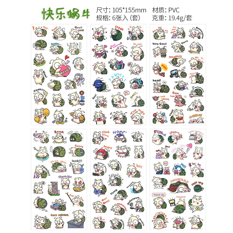 6Pcs Waterproof Cartoon Sticker Set | Cute DIY Decals for Laptops, Phones, and Planne alternate view