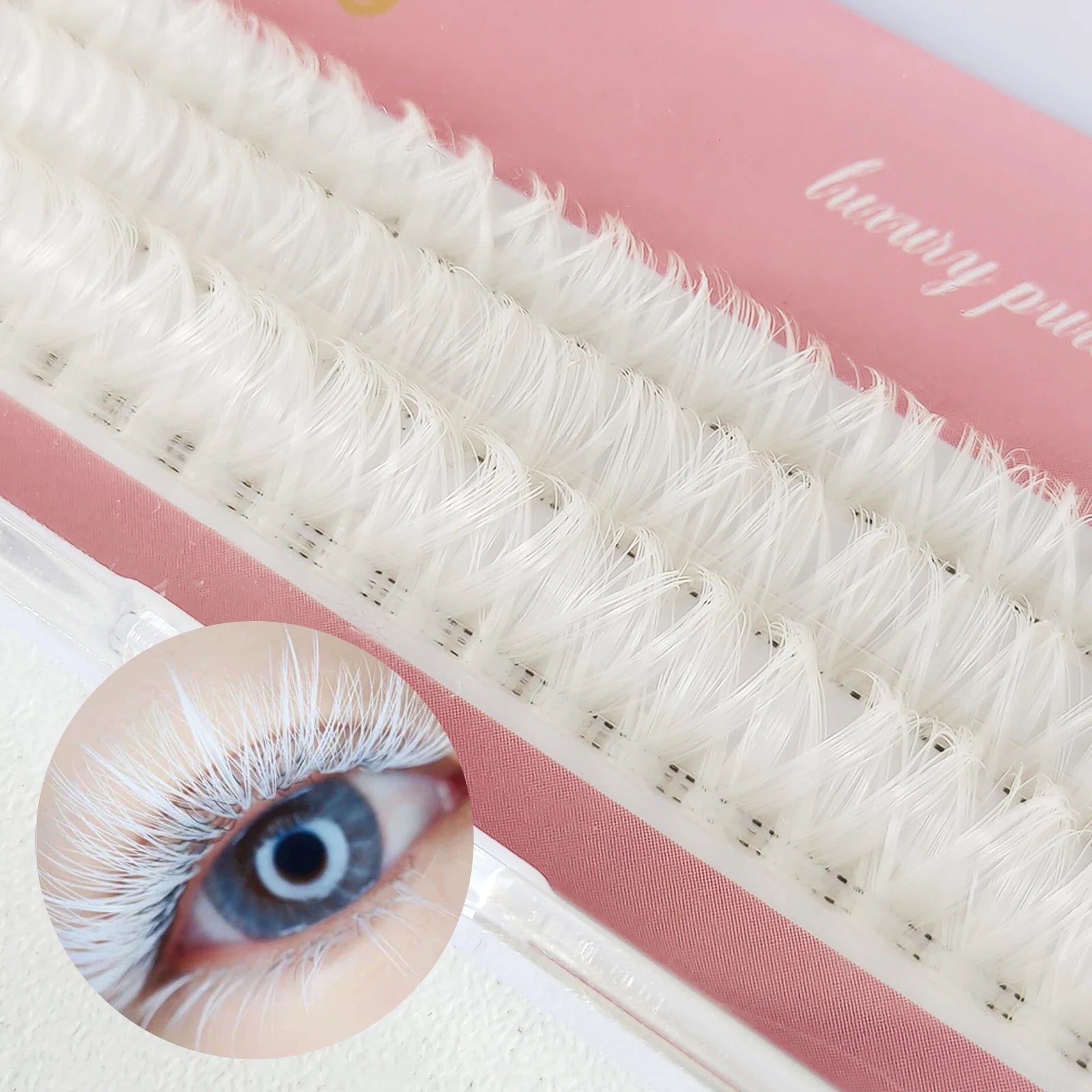 Honey Eyelash 40D White Cluster Eyelash Hot Melt DIY Pure White Wedding Lash Party Makeup Winter Christmas Eyelashes