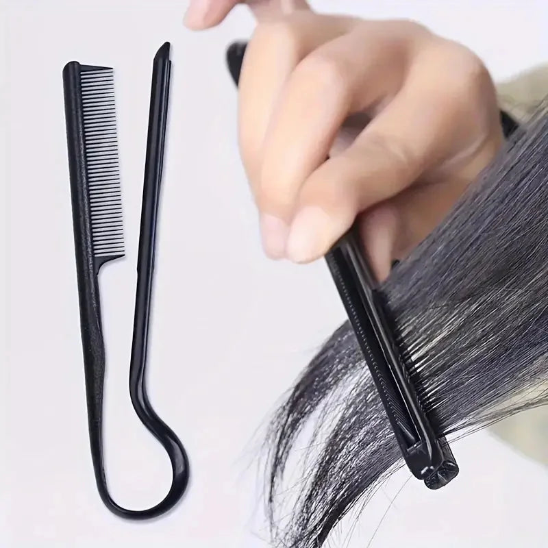 Hairdressing V-Comb Messy Hair Finishing Straightening Splint Comb - Hair Styling Tool close-up view
