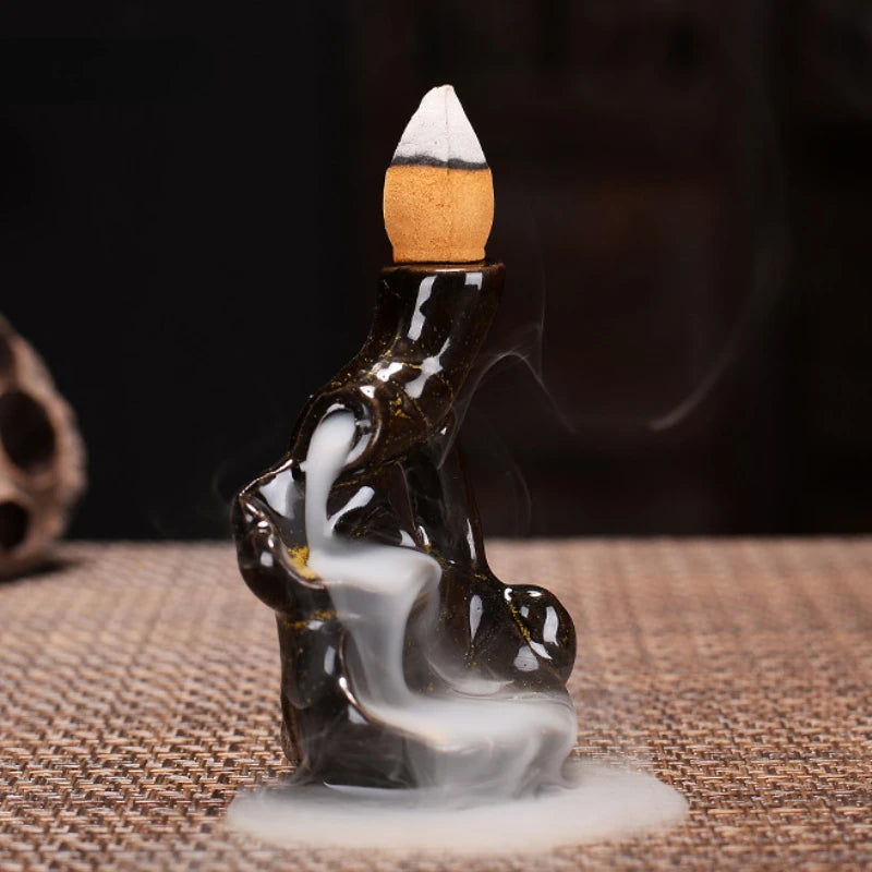 Mini Ceramic Gourd Incense Burner | Backflow Cone Censer for Desk Decor alternate view