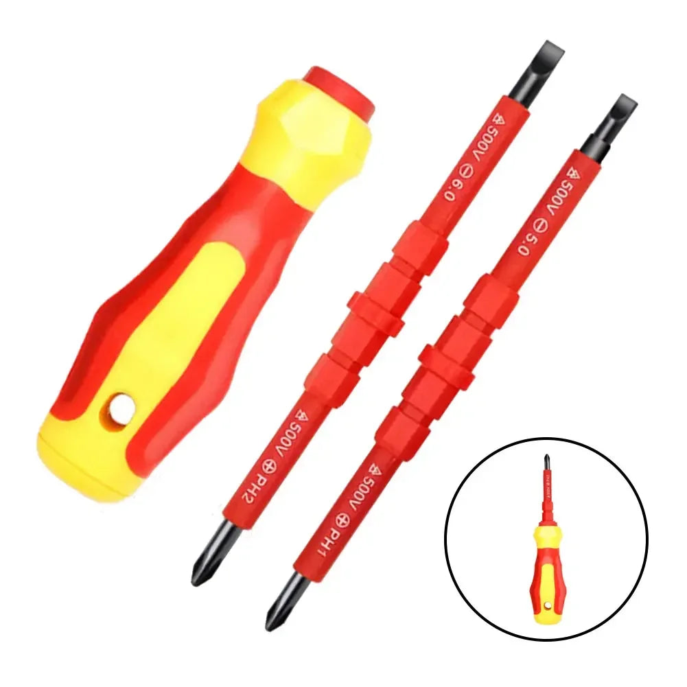 3-in-1 Insulated Screwdriver Kit | Interchangeable Magnetic Bits close-up view