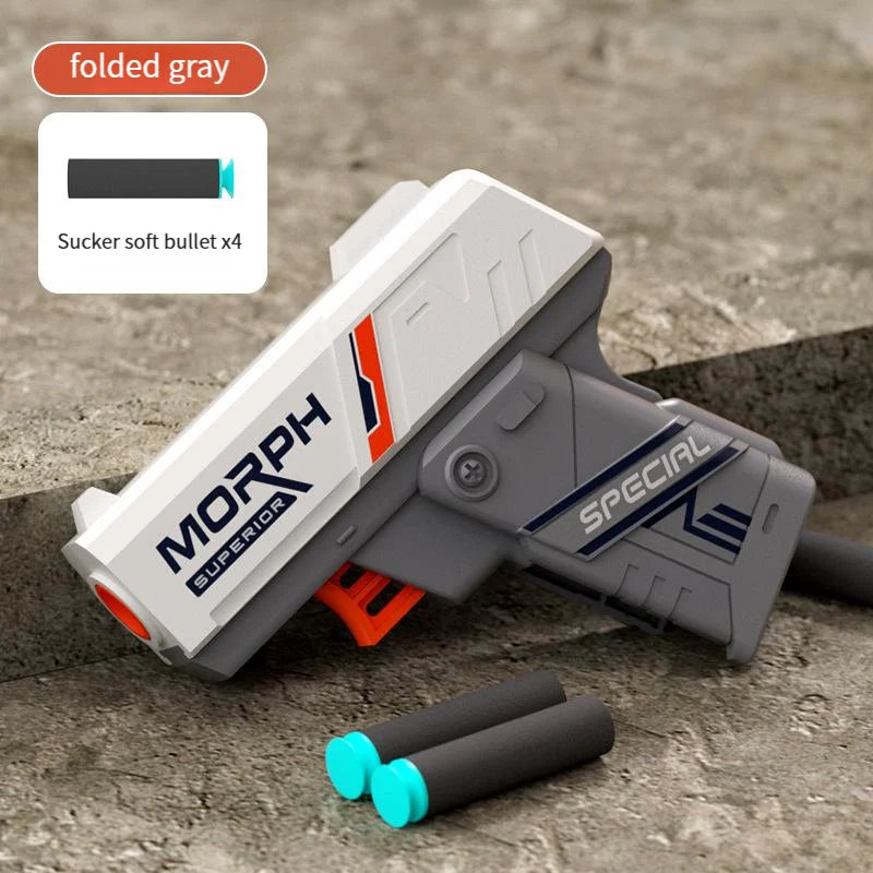 Foldable Mini Soft Bullet Toy Gun | Spinner Revolver Design for Stress Relief and Outd close-up view