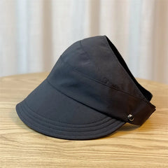 Foldable Women's Sun Hat with Wide Brim and Breathable Top | Ponytail-Friendly Design close-up view