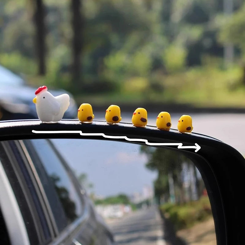 Mini Chickens Car Rearview Mirror Decor detail view