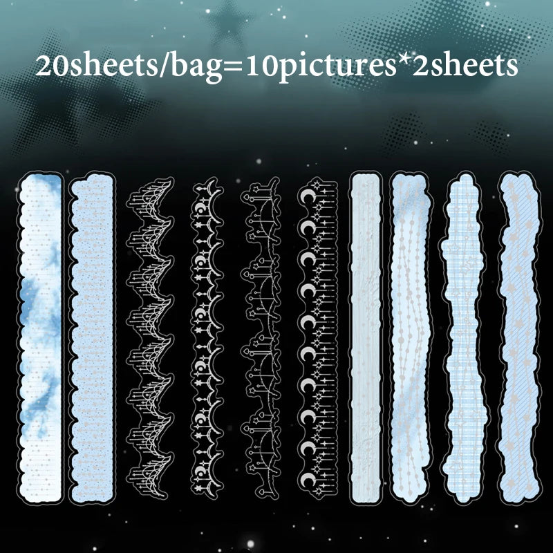 Mr.Paper 20Pcs/Pack Starlight Series Laser Silver PET Long Strip Stickers Holographic lifestyle view