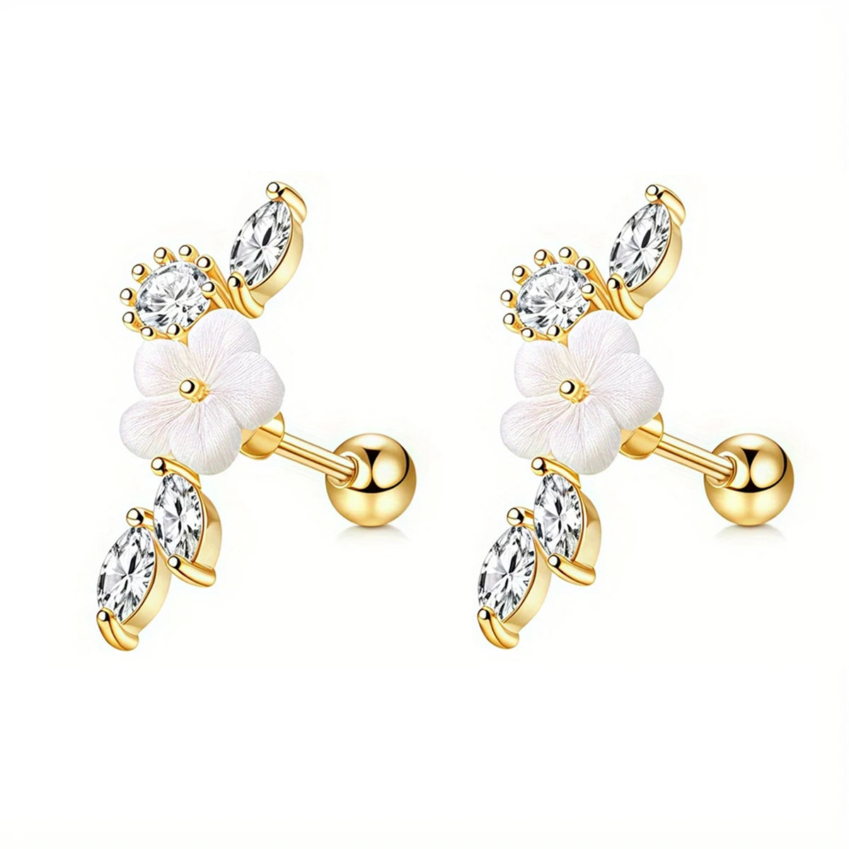 EVISPOL 2Pcs 16G Stainless Steel Screw Back Stud Earrings for Women, Cubic Zerconia additional angle