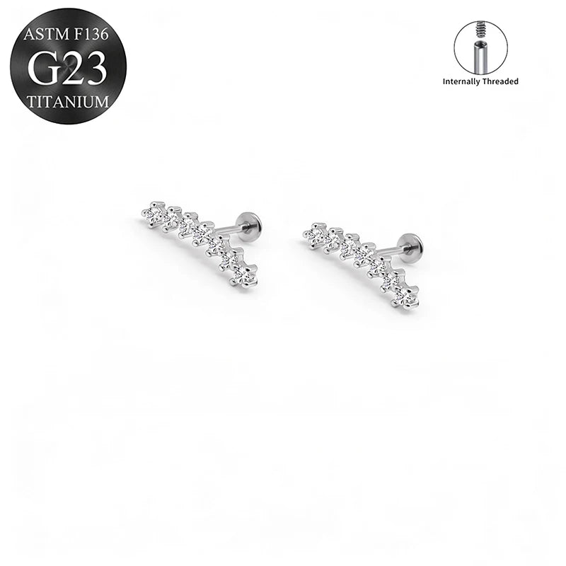 EVISPOL ASTM F136 G23 Titanium Tiny CZ Labret Lip Stud Earring for Women 16G Heart Carti detail view