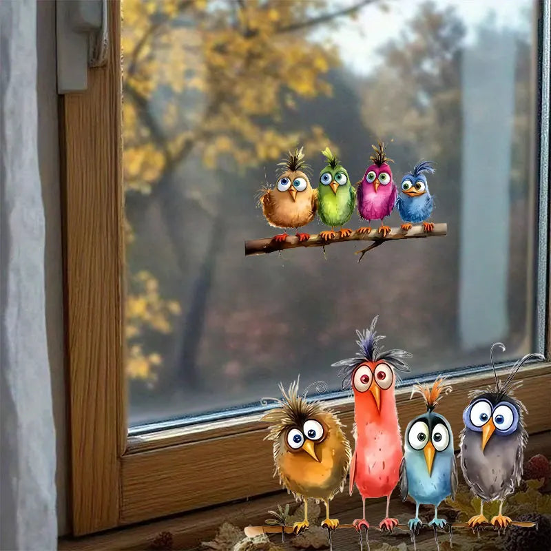 Funny Cartoon Bird Window Stickers | Self-Adhesive PVC Home Decals detail view