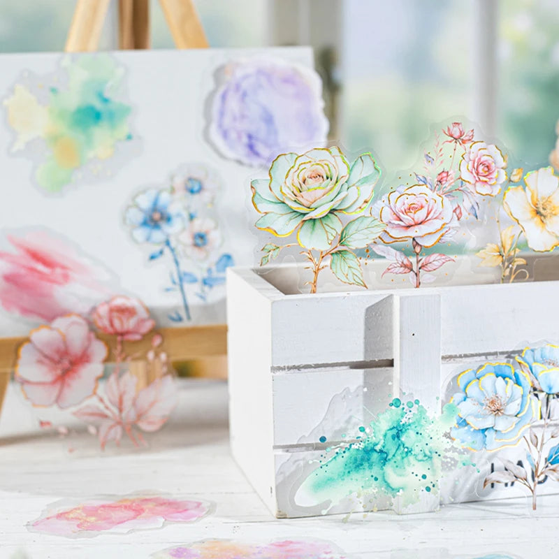 Mr Paper 45pcs Floral Landscaping Foil Stamping Stickers DIY Handbook Calendar Card D lifestyle view