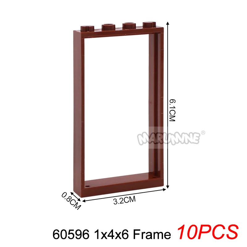 Marumine Window and Door Building Blocks | Compatible City House Parts Set detail view
