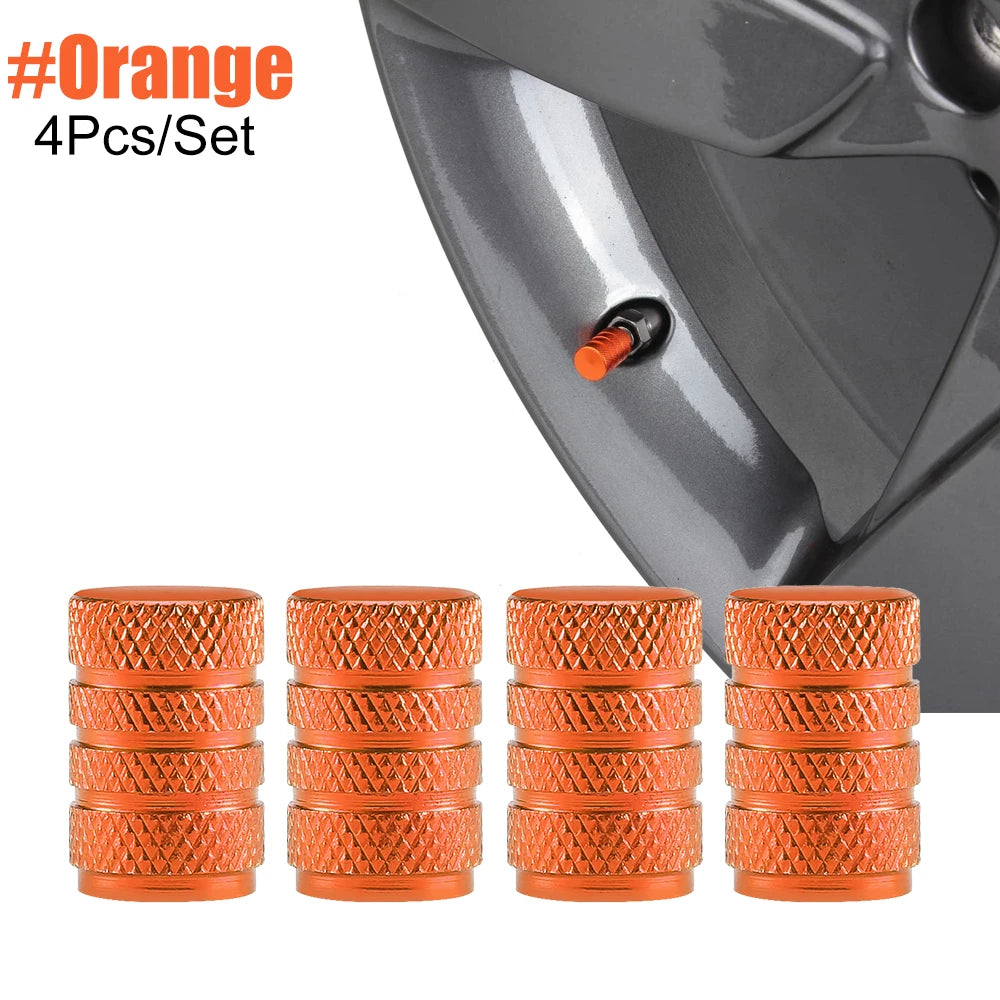 Aluminum Tire Valve Caps, Dustproof Stem Covers for Car Truck Bike close-up view