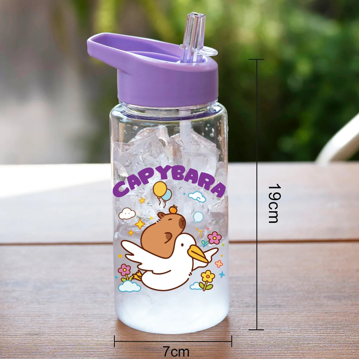 1 Piece 500ml (17 fl oz) Capybara Printed Straw Cup, Summer Water Bottle, BPA Free, P lifestyle view