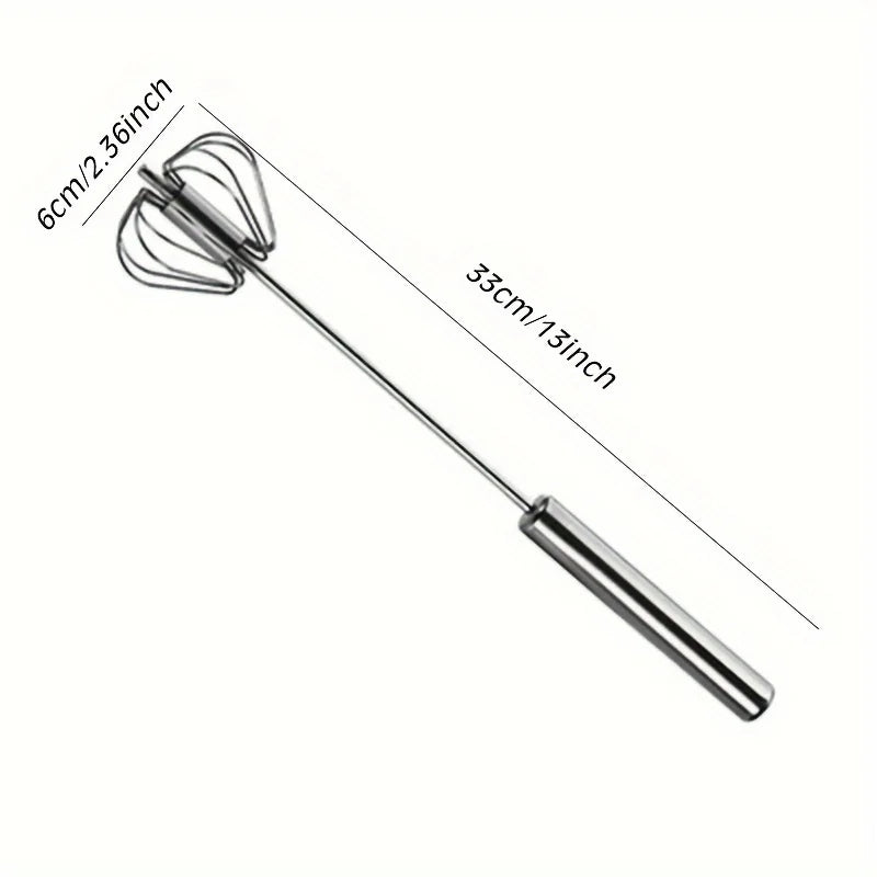 Stainless Steel Semi-Automatic Egg Beater | Manual Cream and Egg Mixer for Baking additional angle