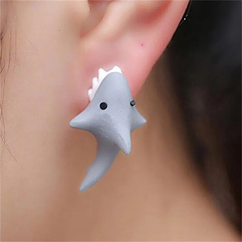 Imitation Animal Biting Shark Stud Earrings for Women alternate view