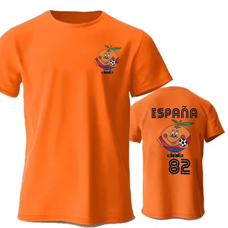 Naranjito T Shirt Men's Women's T-Shirt Crewneck Espana 82 Spain Mascot 1982 Soccer Foot detail view