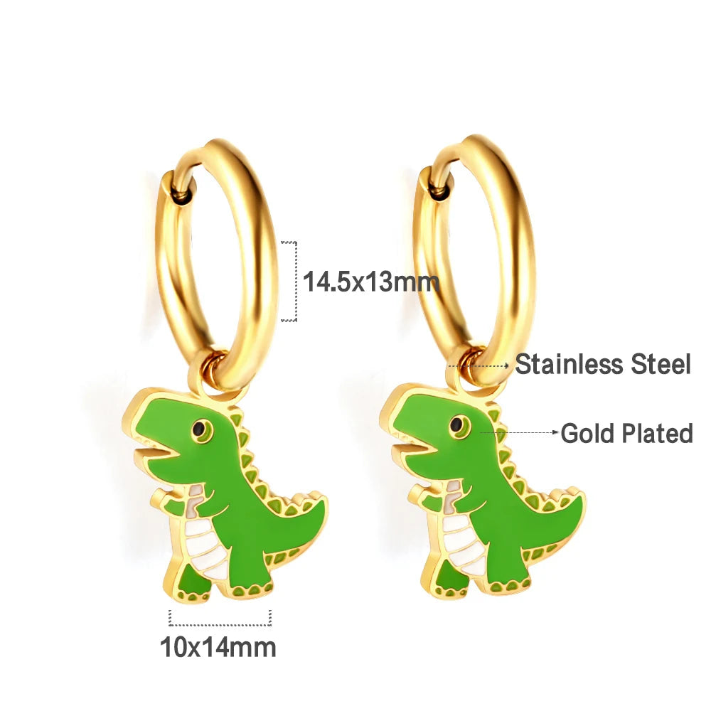 LUXUSTEEL Golden Animal style Women's Hoop Earrings Stainless Steel Earring Panda D additional angle