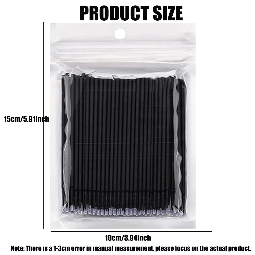 100PCS Micro Swab Applicator Eyelash Cleaning Brush Lash Extension Micro Brushes Cotton Swab Individual Eyelashes Removing Tool