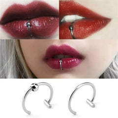 2/4Pcs 18G 316L Stainless Steel Fake Lip Rings for Women Men, Fake Septum Nose Ring Clip detail view