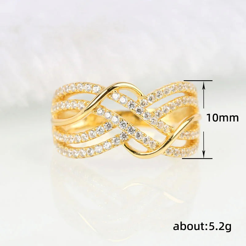 Huitan Hot Trendy Cross Rings Women Wedding Bands Accessories with Dazzling CZ Twis additional angle