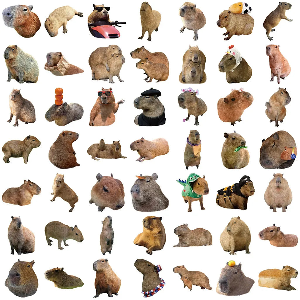 50Pcs Cartoon Capybara Graffiti Stickers | Waterproof Decals for Guitars, Laptops, additional angle