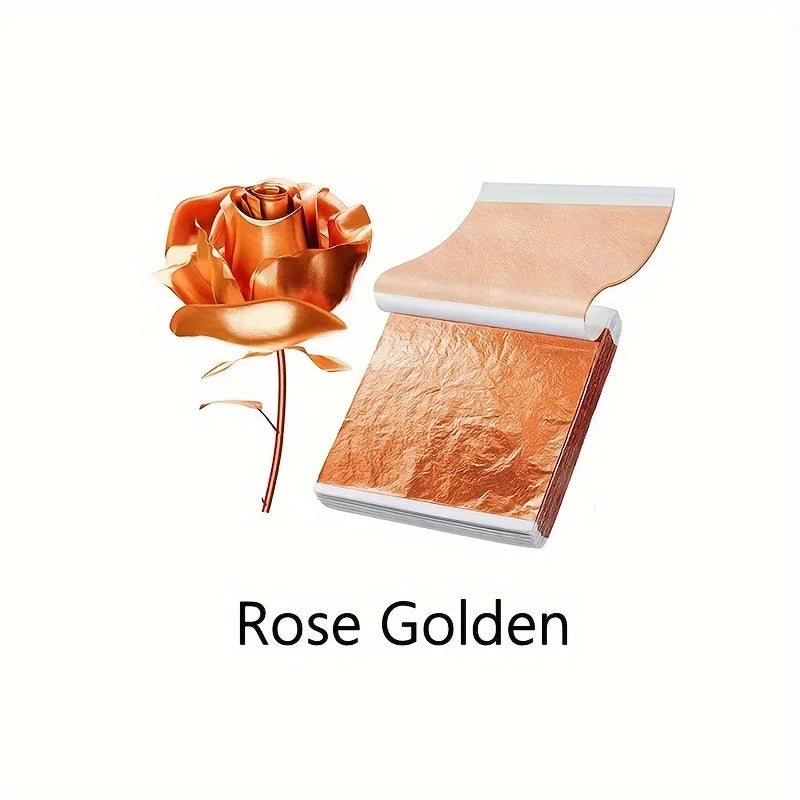 100pcs Imitation Golden Silvery Foil Paper Leaf Sheet Gilding DIY Art Craft Paper DIY lifestyle view
