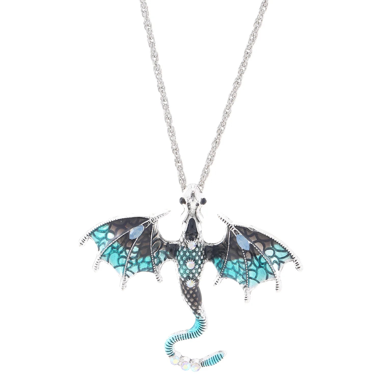 Goth Fly Dragon Pendant Necklace | Punk Snake Chain Choker for Men and Women close-up view