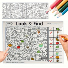 32 Pages Children's Hidden Object Coloring Book Interactive Educational Matching Game Enhance Visual