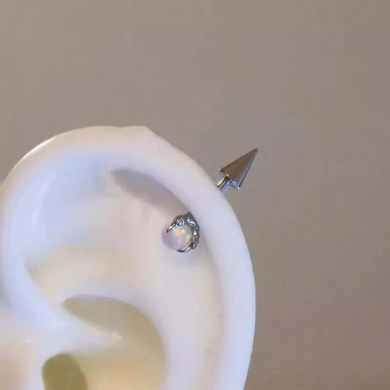 Stainless Steel Heart and Star Stud Earrings | Women's Punk Y2K Jewelry close-up view