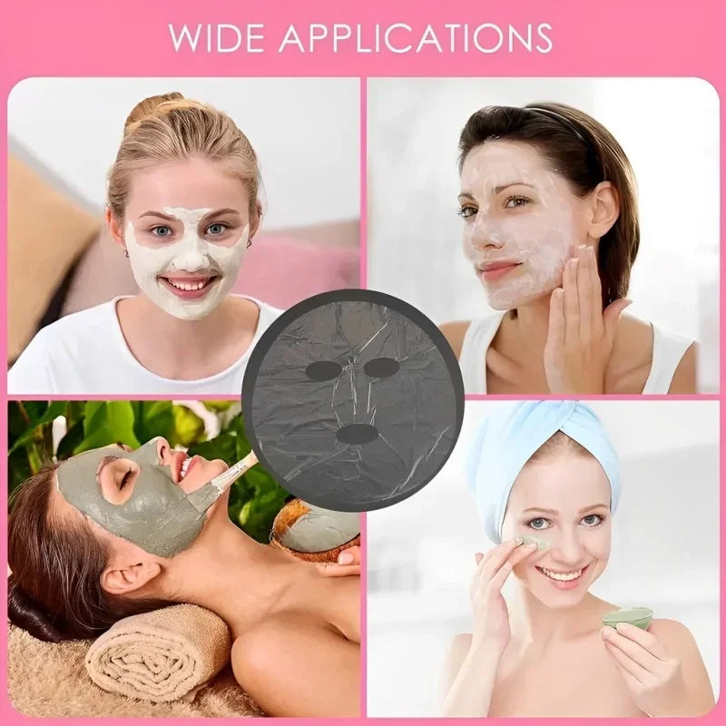 Disposable Facial Mask Wrap | Transparent Plastic Face and Neck Sticker lifestyle view