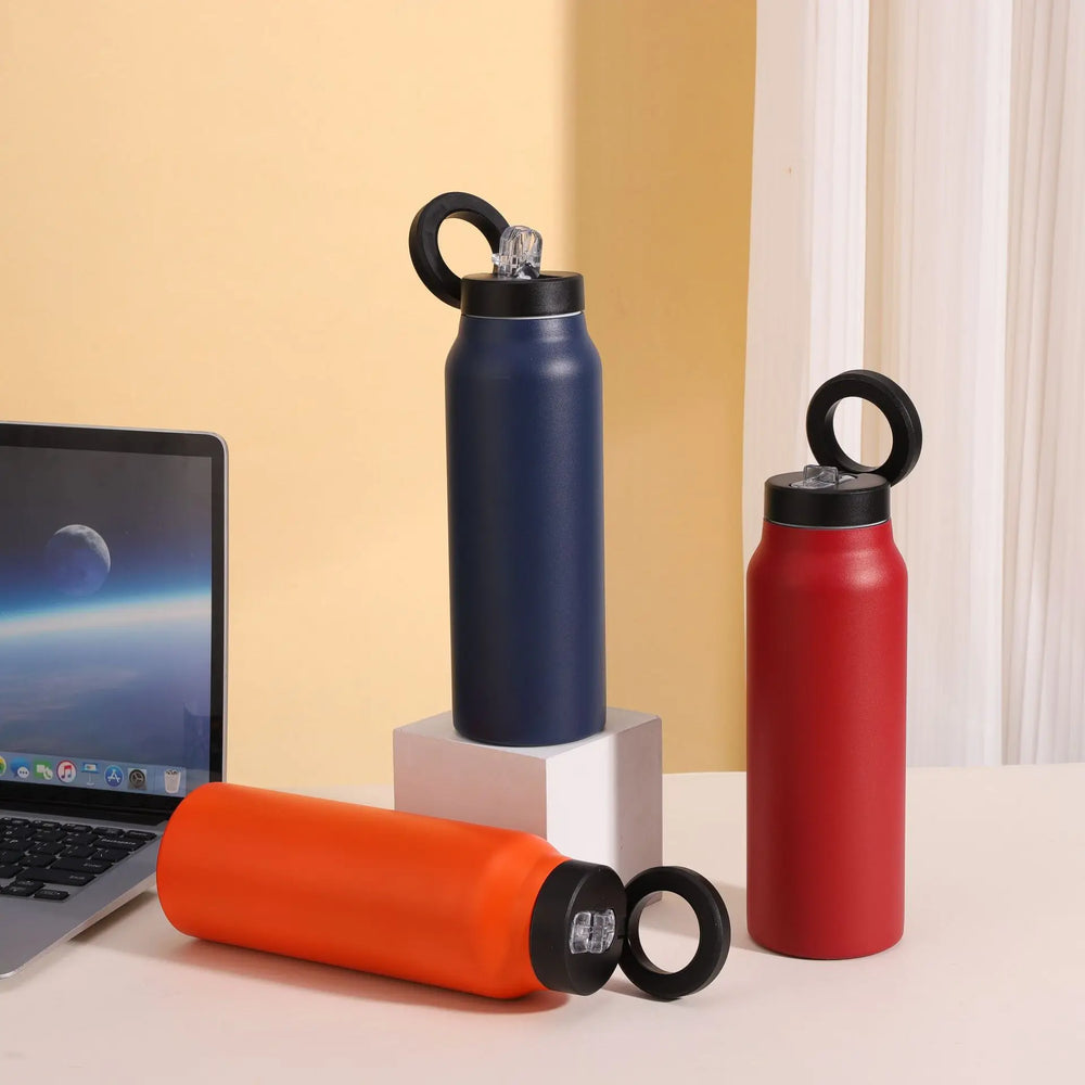 Painted Sports Thermos Steel Double Wall 24oz/700ml Water Vacuum Flask Water Bottle Ma close-up view