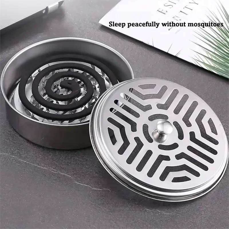 Stainless Steel Mosquito Coil Holder with Lid, Fireproof and Anti-scalding, Safe Outdoor detail view