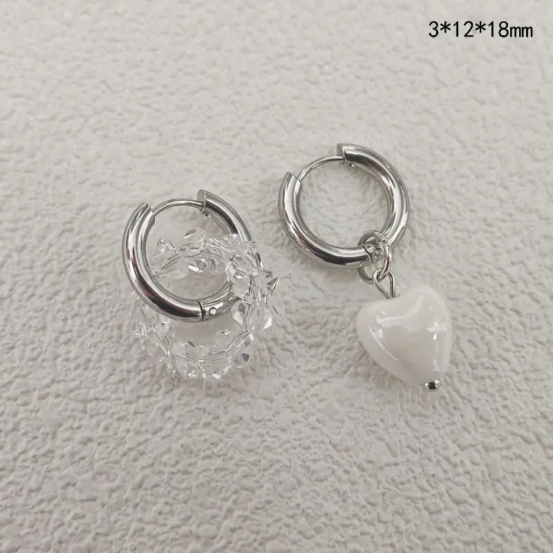 Fashion Heart Pendant Ear Buckle Fashionable Irregular Crystal Tassel Earrings Sweet lifestyle view