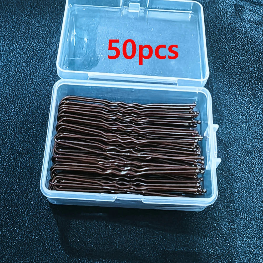 50pcs/Box Metal U Shaped Hair Clips Wedding Bridal Bobby Pins Alloy Waved Hairpins Fo alternate view