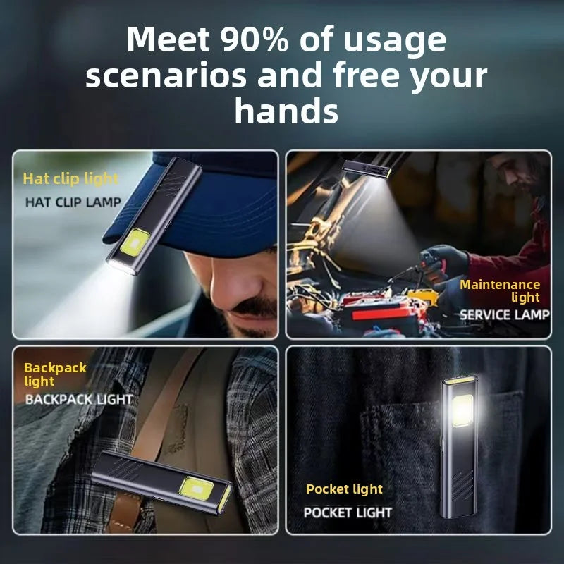 Portable Rechargeable Mini LED Keychain Flashlight 800LM Magnetic Pocket Torch Ligh additional angle